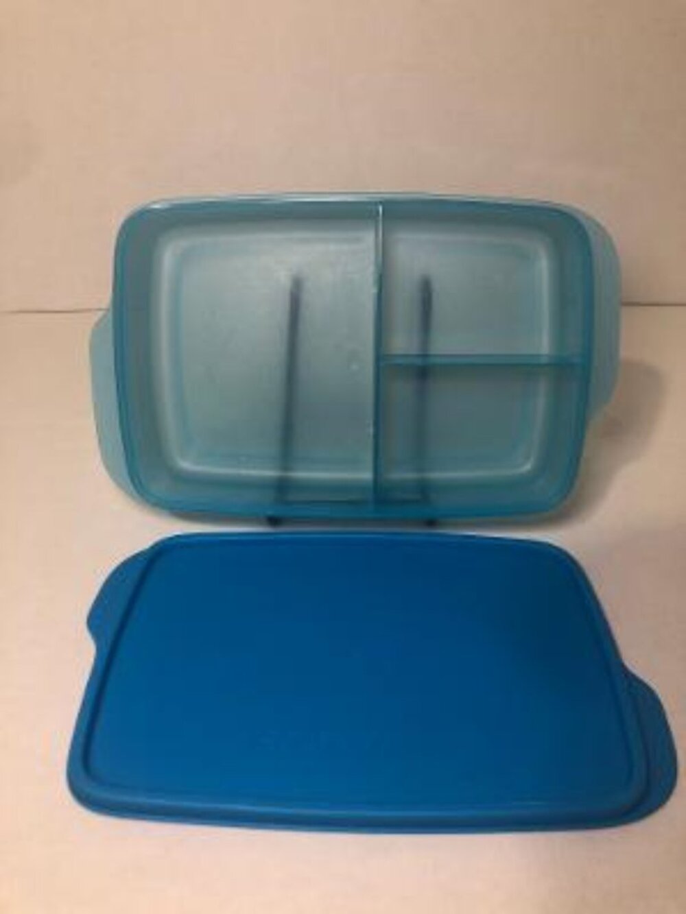Tupperware Eco Lunch-It Divided Container 3 Slot Blue #7817B-2